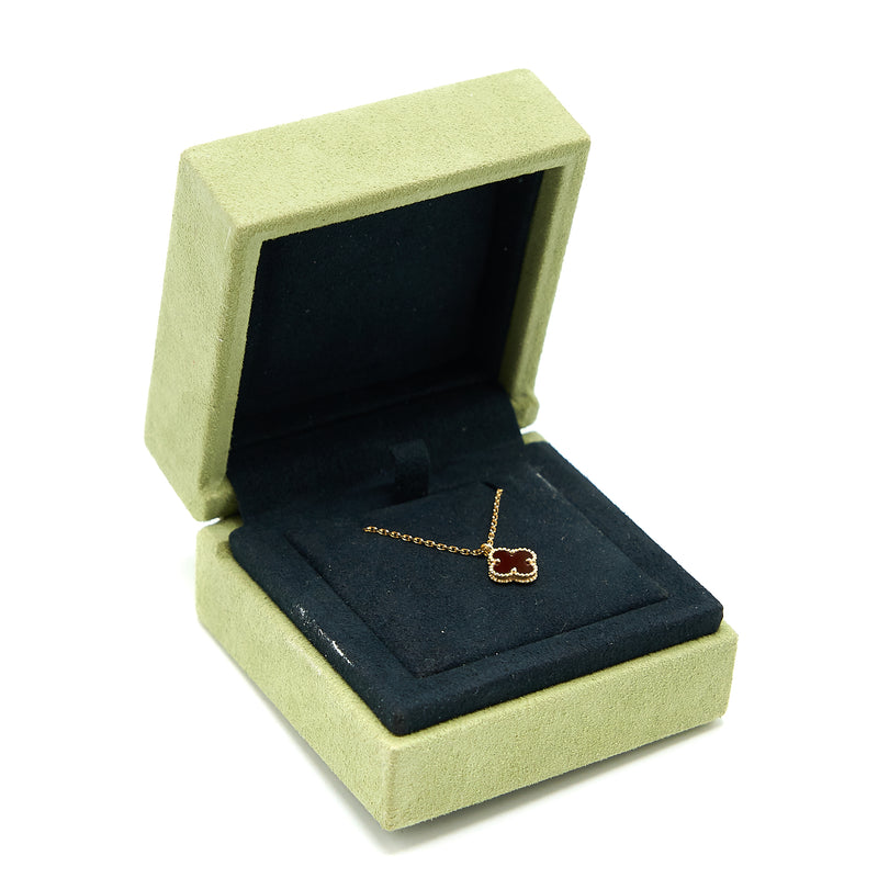 Van Cleef & Arpels Sweet Alhambra Pendant Carnelian Rose Gold