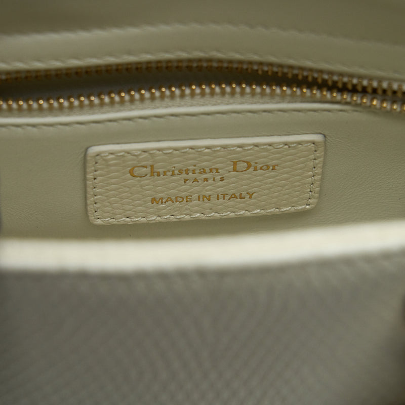 Dior Lizard Mini Lady Dior Bag White LGHW