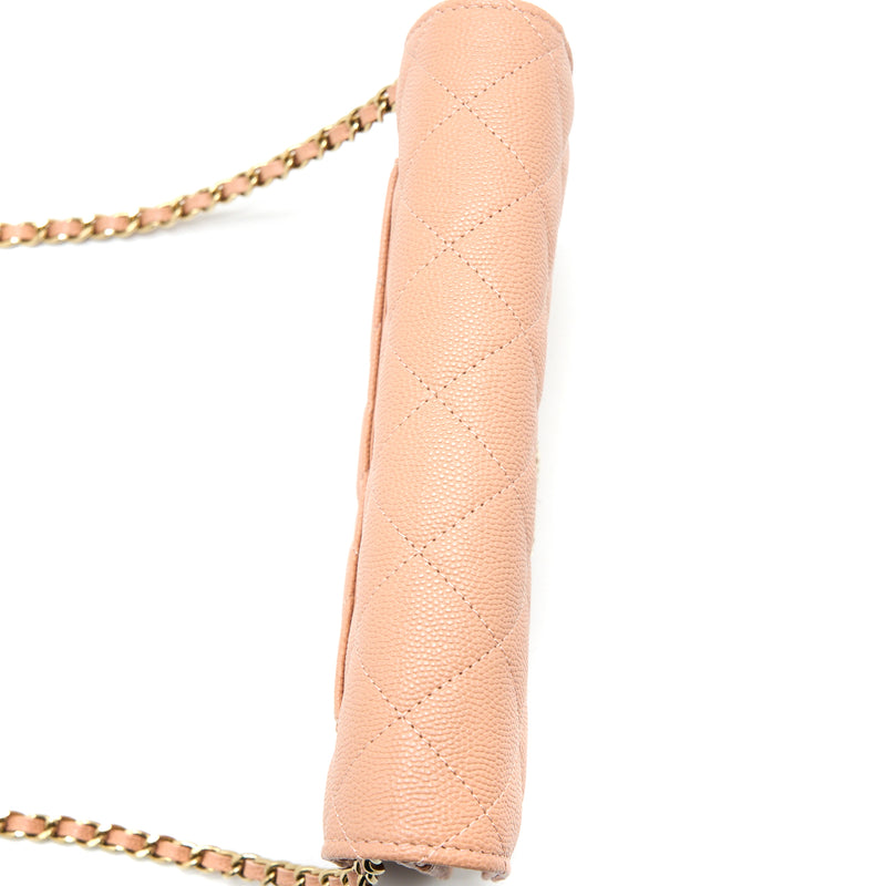 Chanel Giant CC Logo Wallet On Chain Caviar Dark Pink LGHW (Microchip)