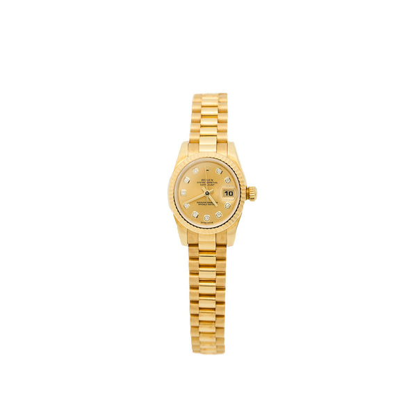 Rolex Datejust 26mm 18K Yellow Gold With Gold Dial And Diamonds Year 2010