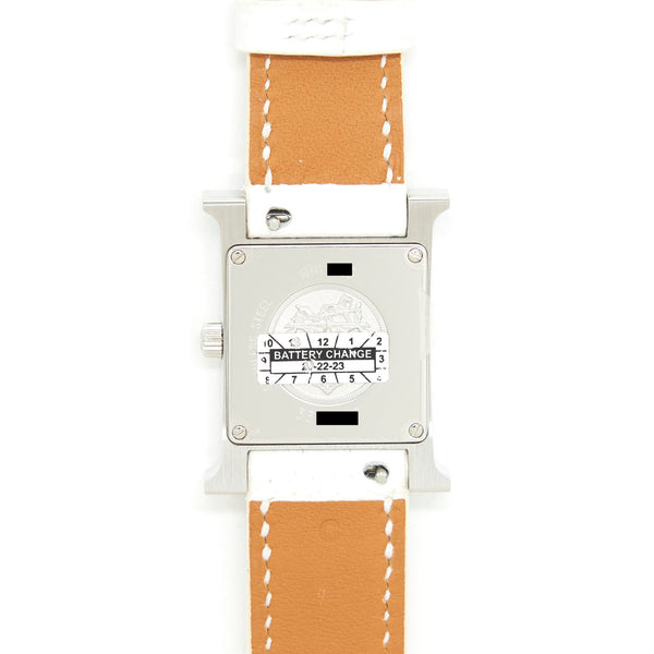 Hermes Heure H PM Watch White Enamel with Long strap