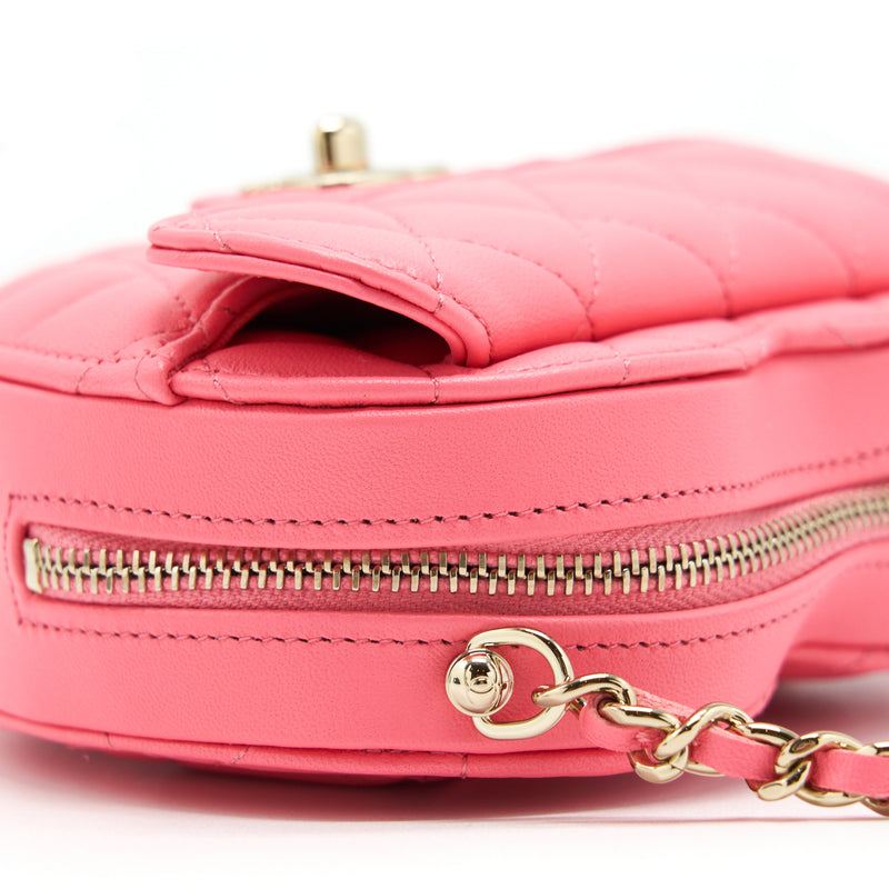 CHANEL 22S Pink Heart Belt Bag Crossbody Necklace Card Holder Coin Purse  Gold 