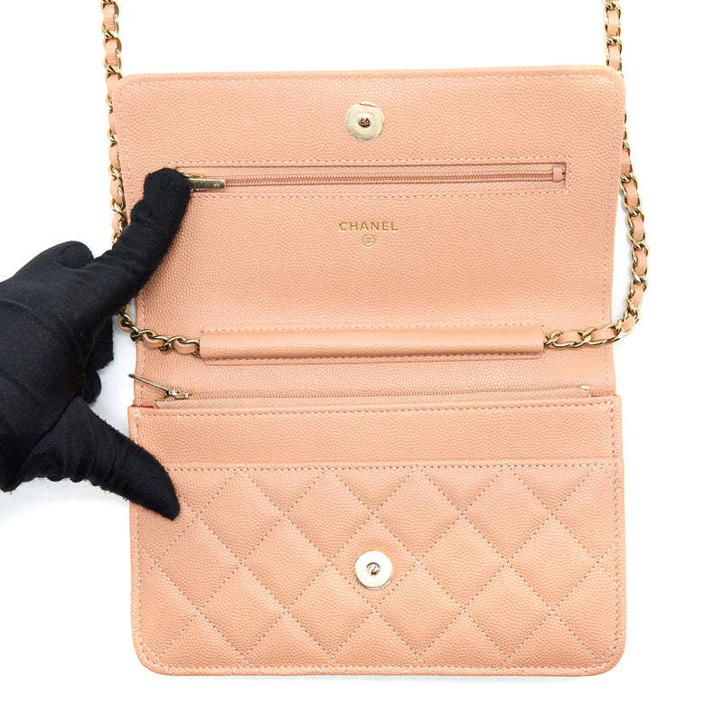 Chanel Giant CC Logo Wallet On Chain Caviar Dark Pink LGHW (Microchip)