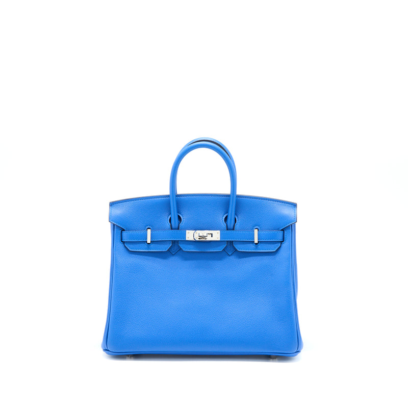 Hermes Birkin 25 Taurillion Novillo I7 Blue Zellige SHW Stamp Y