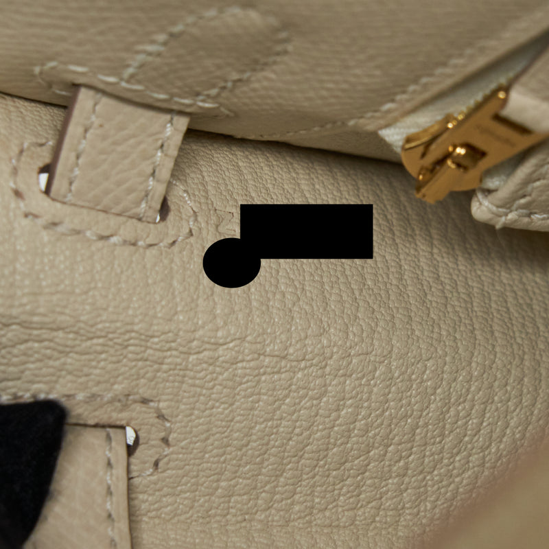 Hermes Kelly 25 Sellier Epsom Craie GHW Stamp Z