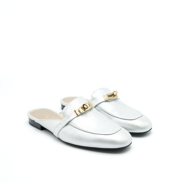 Hermes Size37 OZ Mule Gris Argente LGHW