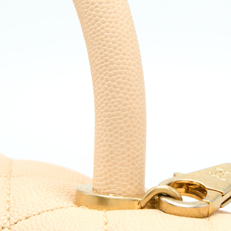 Chanel Coco Top Handle Flap Bag Caviar Beige GHW