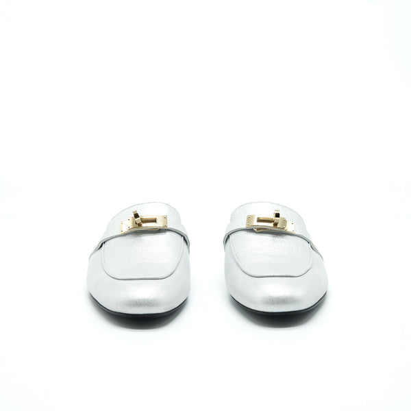 Hermes Size37 OZ Mule Gris Argente LGHW