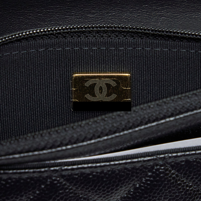 Chanel 22S Logo Top Handle Wallet On Chain Caviar Black GHW (Microchip