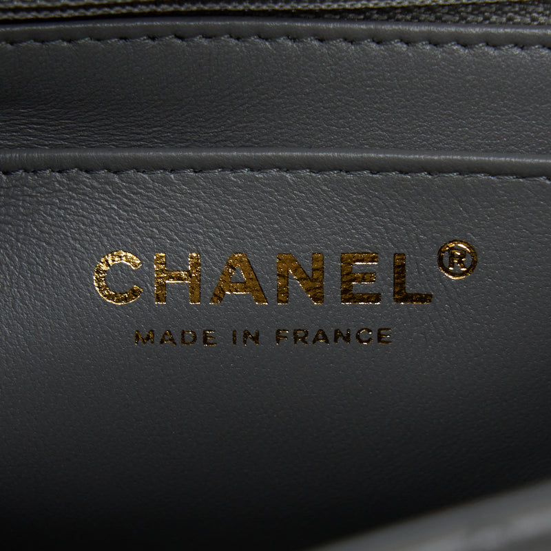 Chanel 22A Mini Rectangular Flap Bag Lambskin Grey LGHW (Microchip)