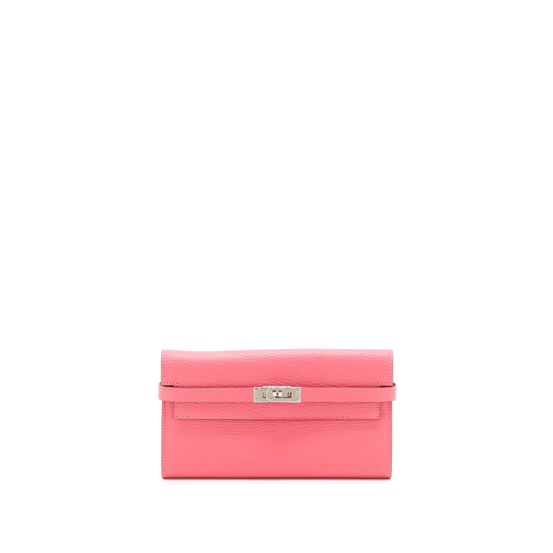 Hermes Kelly Long Wallet Chevre Mysore Pink SHW Stamp A