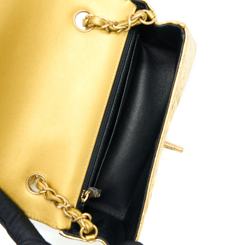 Chanel Mini Rectangular Flap Bag Croc Embossed Calfskin Gold GHW