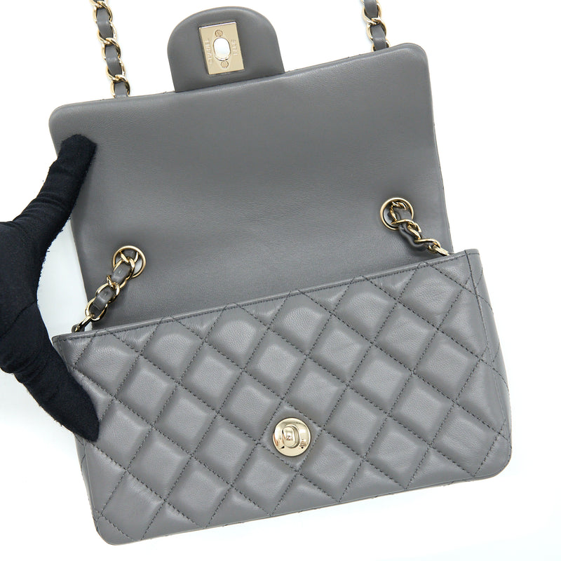 CHANEL Classic Mini Square Flap Bag in 22A Grey Lambskin