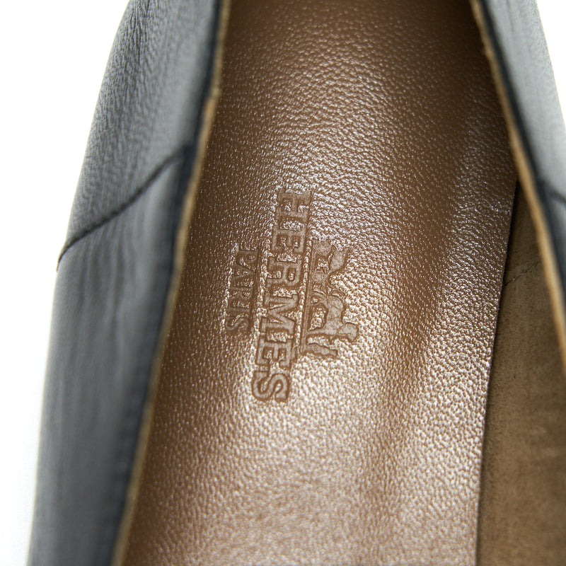 Hermes size 37 Time loafer Black GHW