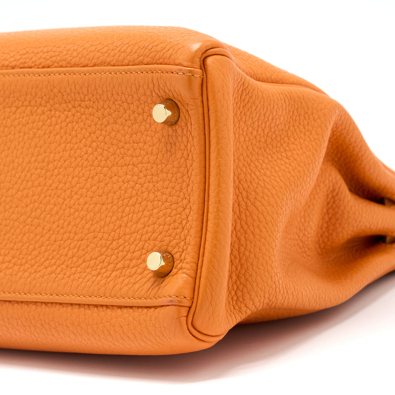 Hermes Kelly 32 Clemence 93 Orange GHW Stamp Square P