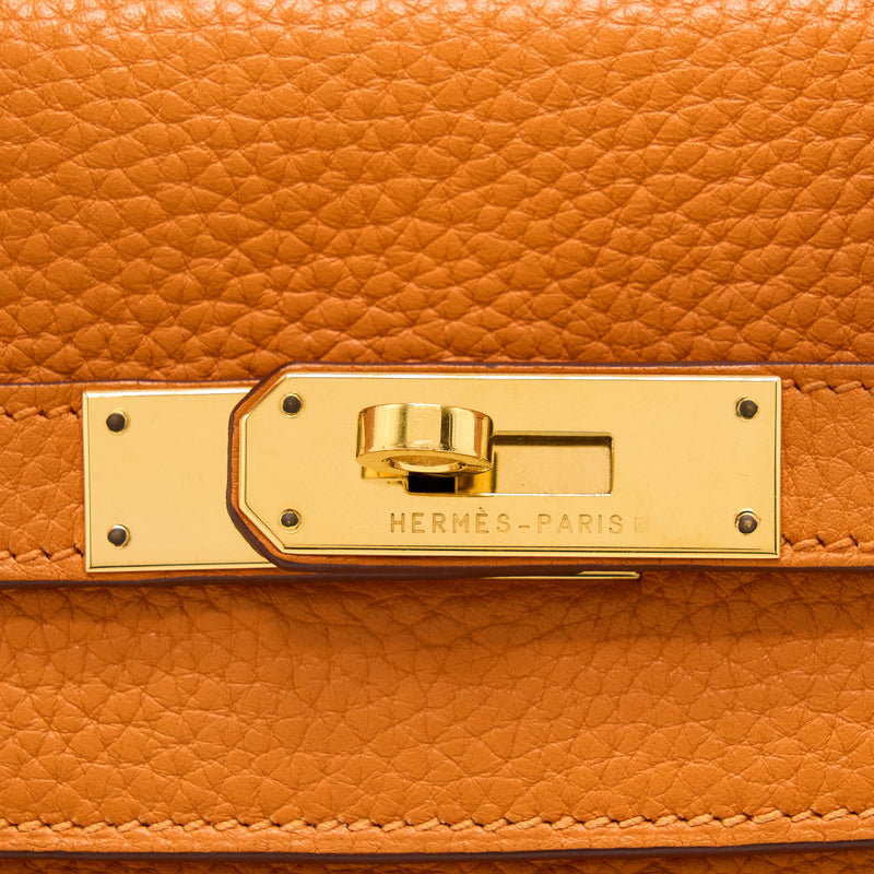 Hermes Kelly 32 Clemence 93 Orange GHW Stamp Square P