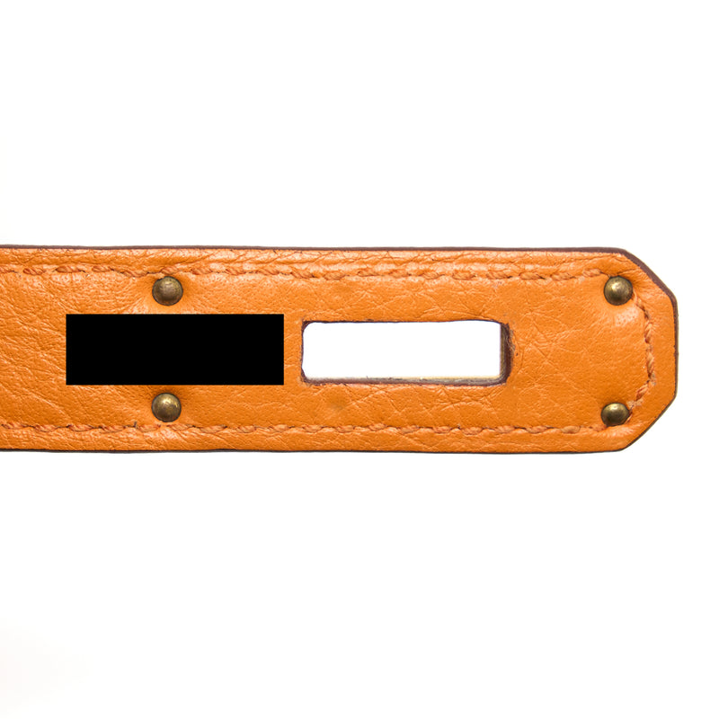 Hermes Kelly 32 Clemence 93 Orange GHW Stamp Square P