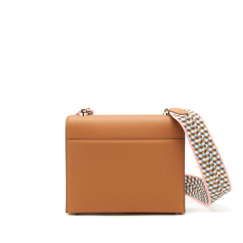 Hermes Sac Verrou 21 Epsom Gold SHW With Multicolour Strap Stamp D
