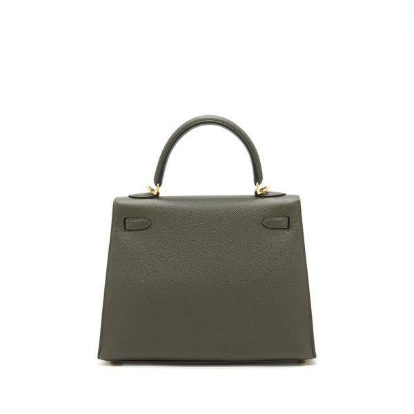 Hermes Kelly 25 Sellier Epsom C6 Vert De Gris GHW Stamp Y