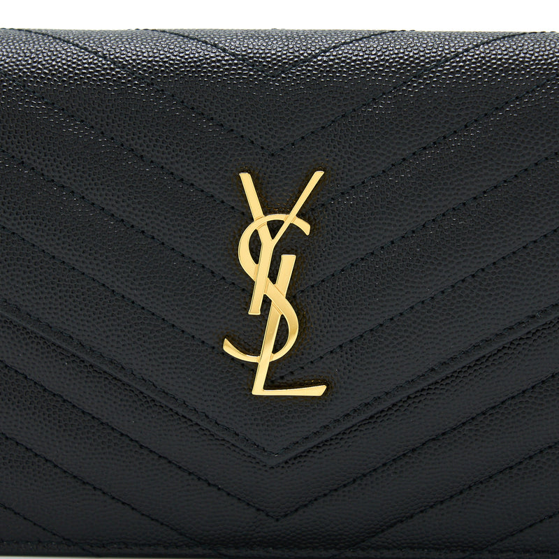 Saint Laurent/YSL Envelop Chain Wallet Black GHW