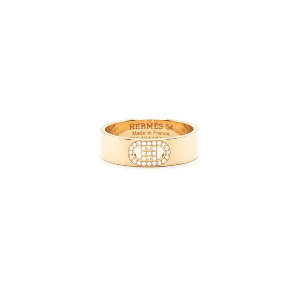 Hermes size54 H D'ancre Ring Small Model Rose Gold