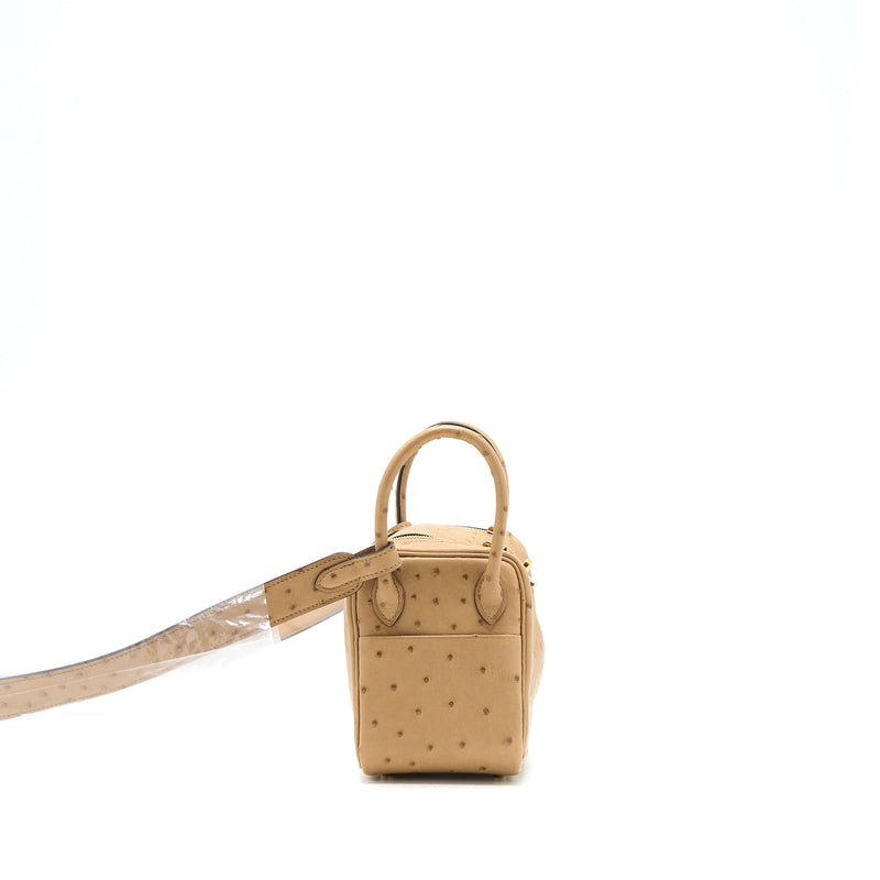 Hermes Mini Lindy Ostrich Chai GHW Stamp U