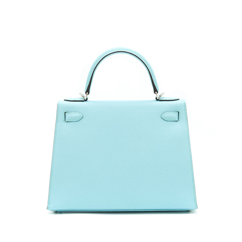 Hermes Kelly 28 Sellier Epsom 3p Blue Atoll SHW Stamp Y