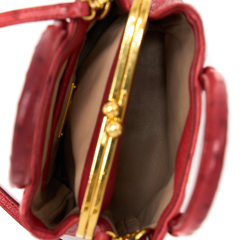 Miumiu Tote Bag Ostrich Red GHW