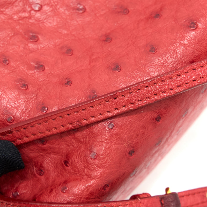 Miumiu Tote Bag Ostrich Red GHW
