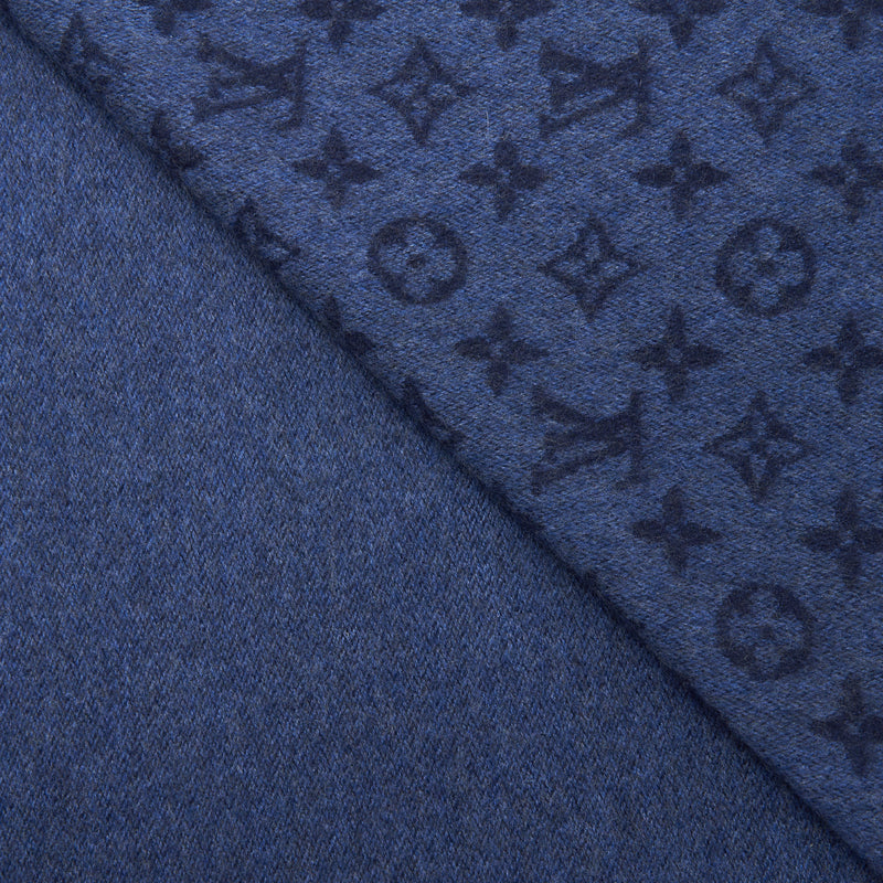Louis Vuitton Navy Blue Wool and Cashmere Monogram Gradient Scarf