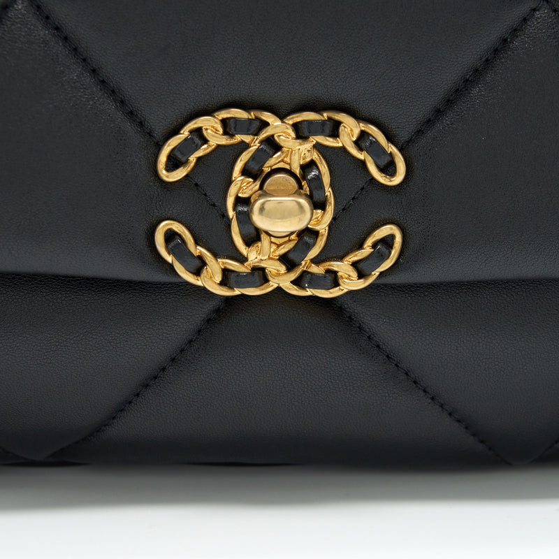 Chanel Small 19 Bag Lambskin Black With Gold And Silver Hardware