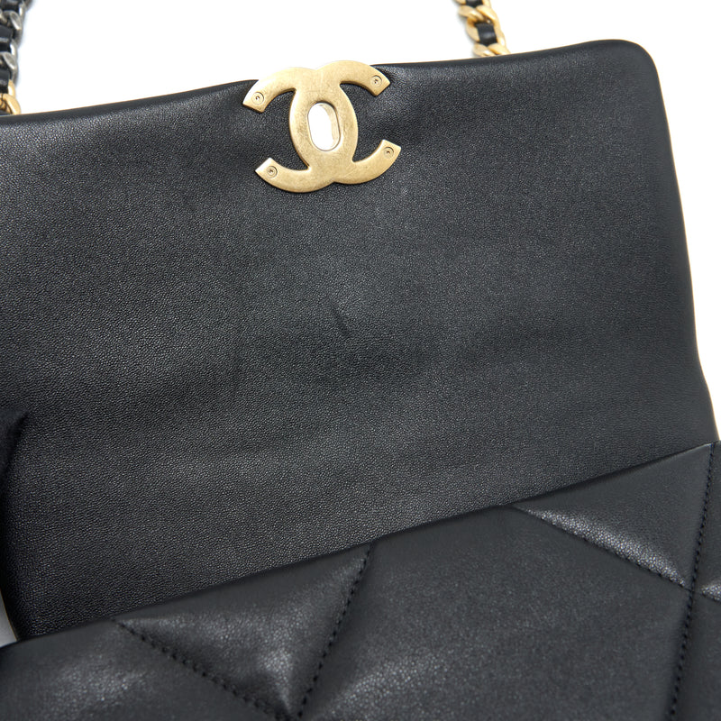 Chanel Small 19 Bag Lambskin Black With Gold And Silver Hardware