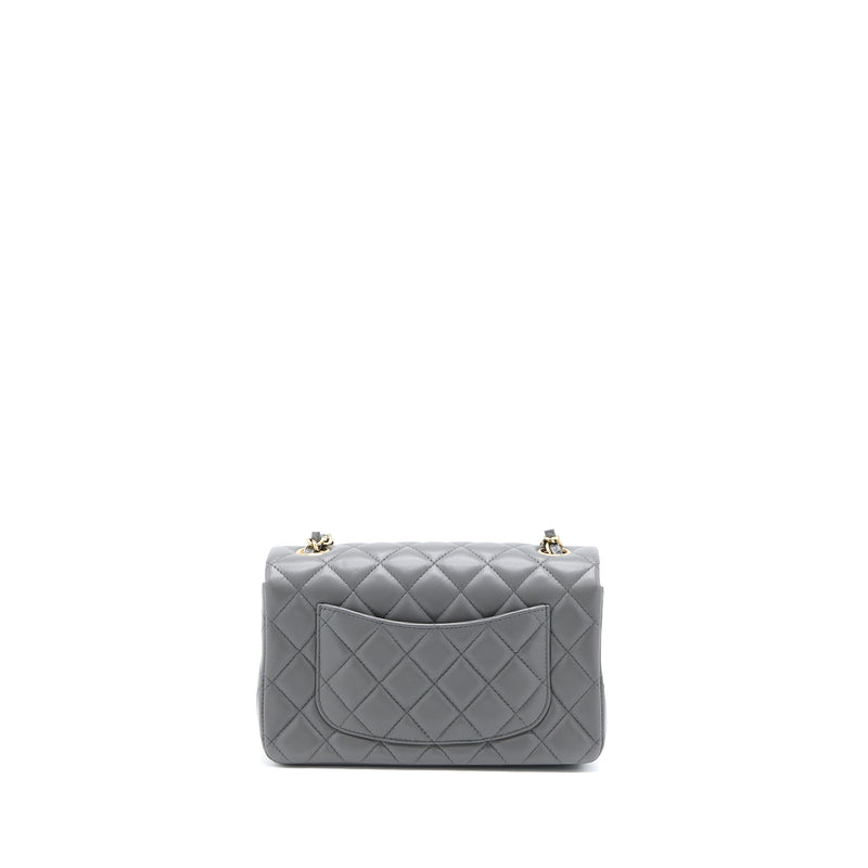 Chanel 22A Mini Rectangular Flap Bag Lambskin Grey LGHW (Microchip)