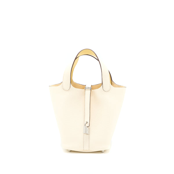 Hermes Picotin 18 Lock Bag Clemence Nata / Jaune Poussin SHW Stamp Z