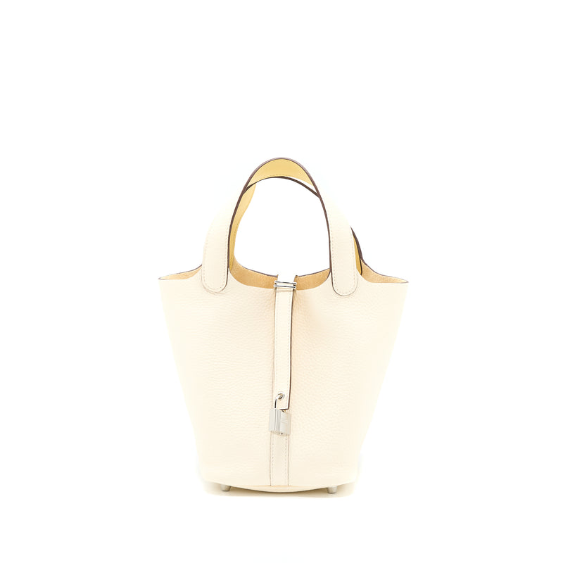 Hermes Picotin 18 Lock Bag Clemence Nata / Jaune Poussin SHW Stamp Z