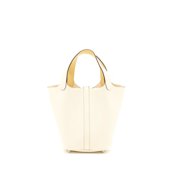 Hermes Picotin 18 Lock Bag Clemence Nata / Jaune Poussin SHW Stamp Z
