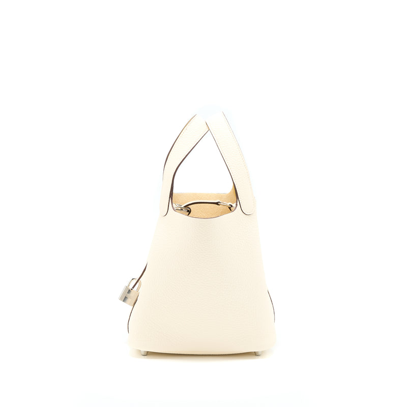 Hermes Picotin 18 Lock Bag Clemence Nata / Jaune Poussin SHW Stamp Z