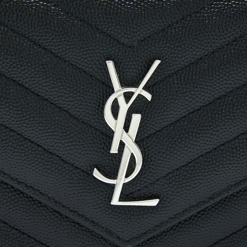 Saint Laurent/YSL Envelop Chain Wallet Caviar Black SHW