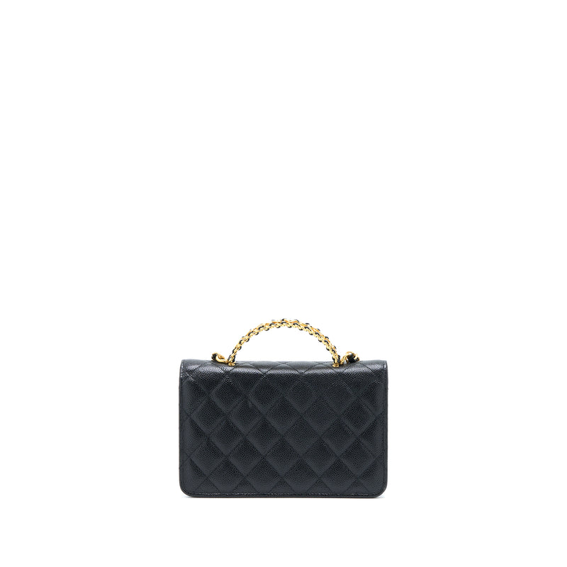 Chanel Letter Top Handle Wallet On Chain Caviar Black GHW