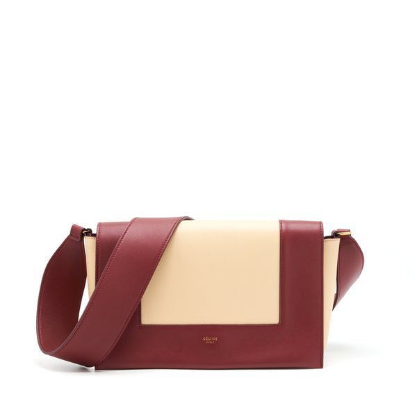 Celine Frame Bag Dark Red/Light Beige GHW