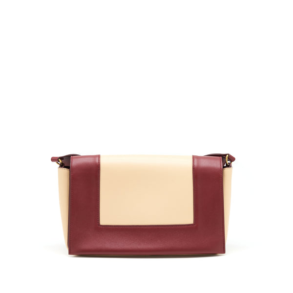 Celine Frame Bag Dark Red/Light Beige GHW
