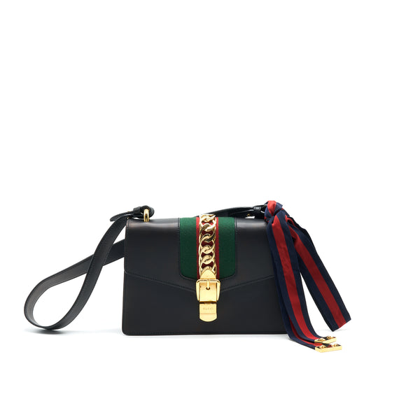 GUCCI SYLVIA SMALL LEATHER BAG BLACK