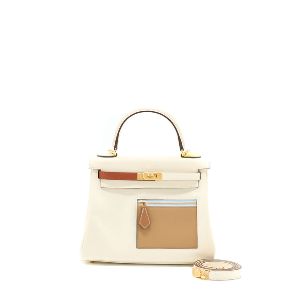 Hermes Kelly 25 Colormatic Swift Nata/Chai/Lime/Mauve Sylvestre GHW Stamp U