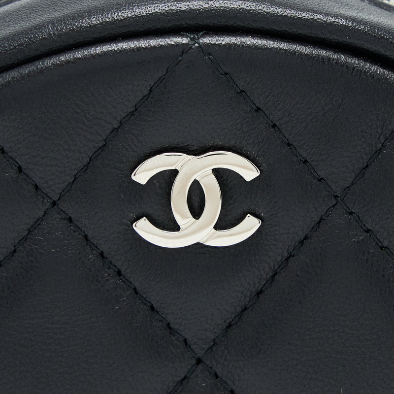 Chanel Round Clutch With Chain Lambskin Black SHW