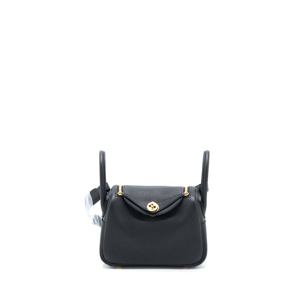 Hermes Mini Lindy Clemence Black GHW Stamp Z