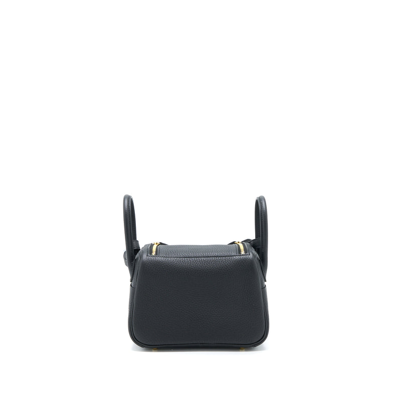 Hermes Mini Lindy Clemence Black GHW Stamp Z