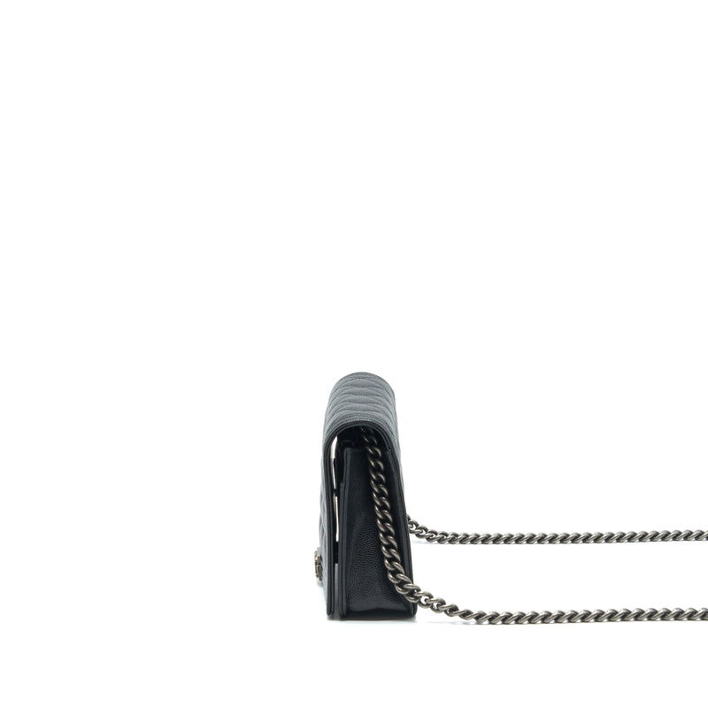 Chanel Boy Wallet On Chain Caviar Black Ruthenium Hardware (Microchip)