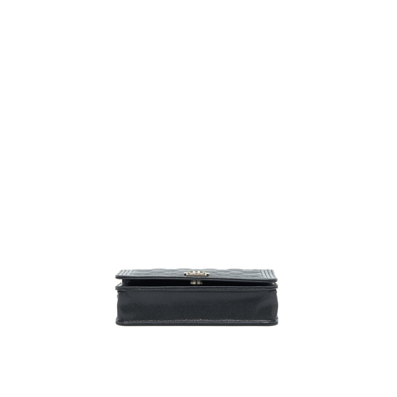 Chanel Boy Wallet On Chain Caviar Black Ruthenium Hardware (Microchip)