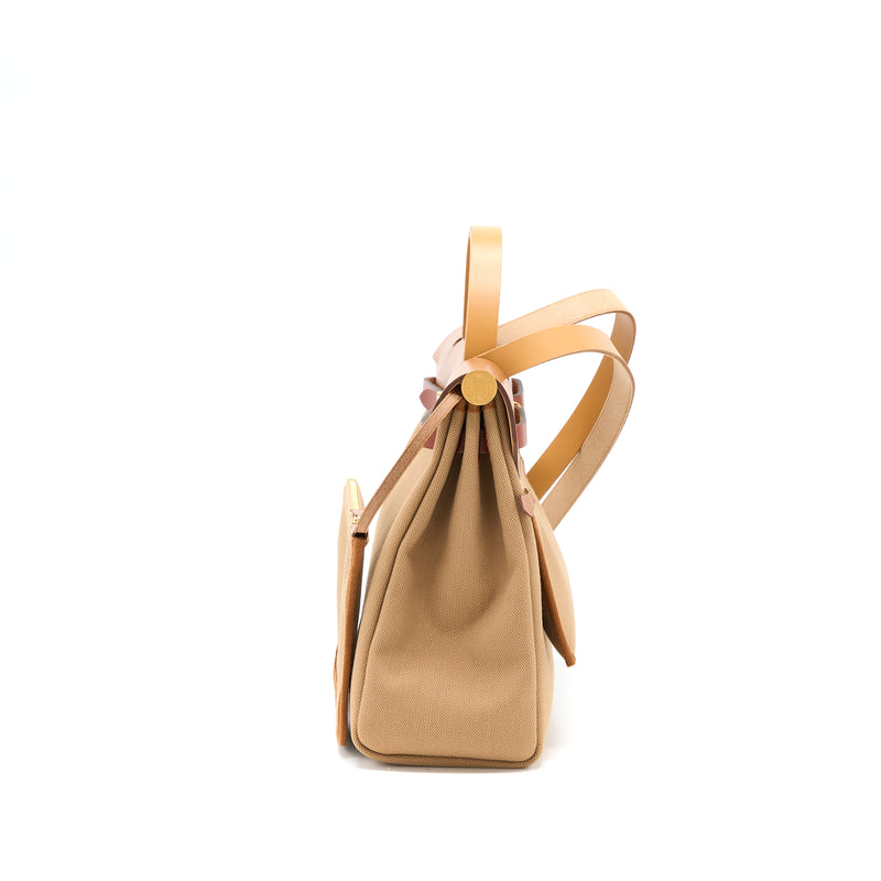 Hermes Herbag 31 Zip Bag Canvas/ Hunter Chai/ Natu Sable/Fauve/Cuivre GHW Stamp U