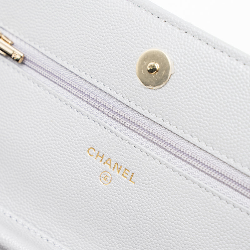 Chanel Classic Wallet on Chain Caviar Light Grey LGHW (Microchip)